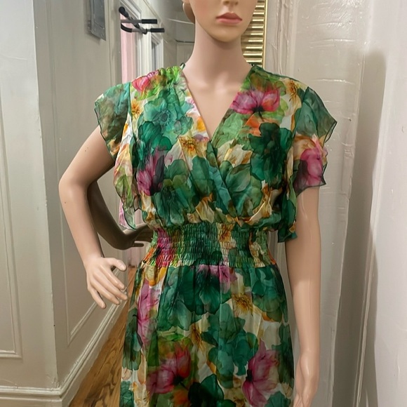 Le Ragazze Green Floral Dress made in Italy - Picture 3 of 10